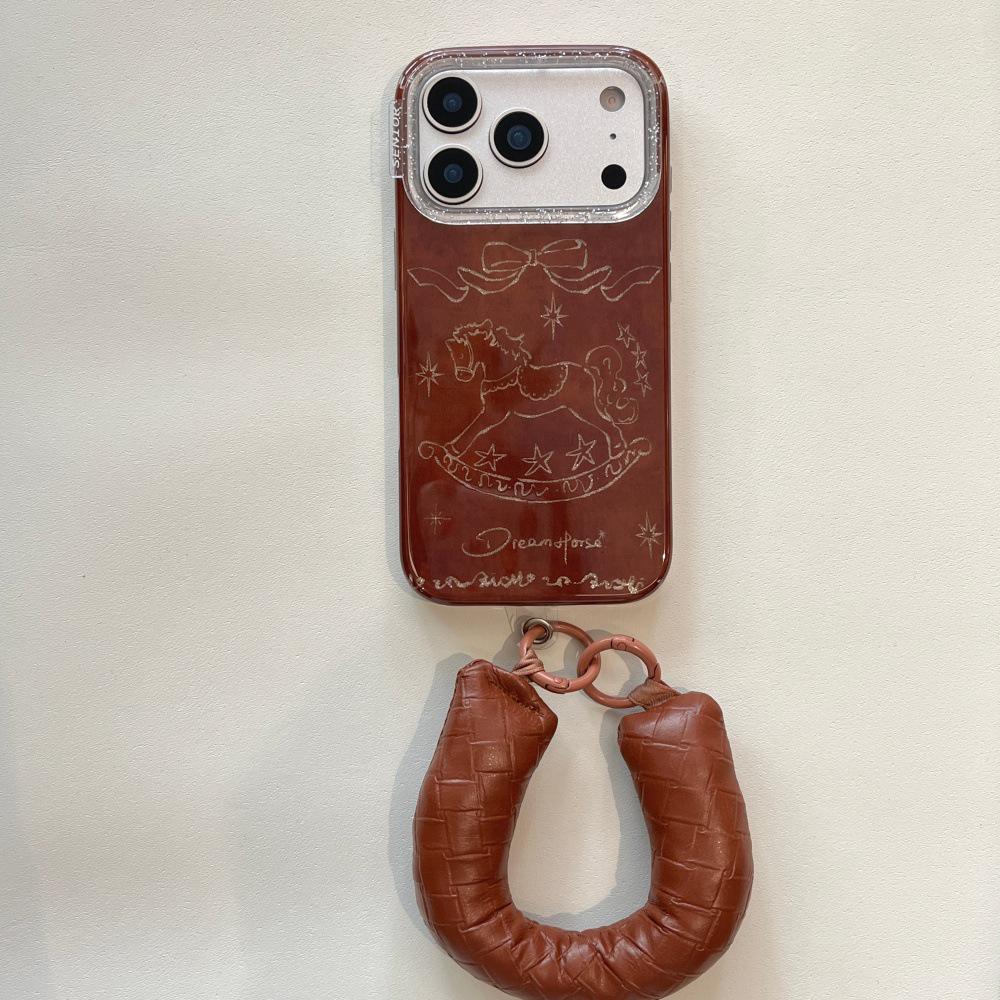 Bow Rocking Horse Solid Color Protective Phone Case for iPhone 17/16PRO/15P/14P Girls
