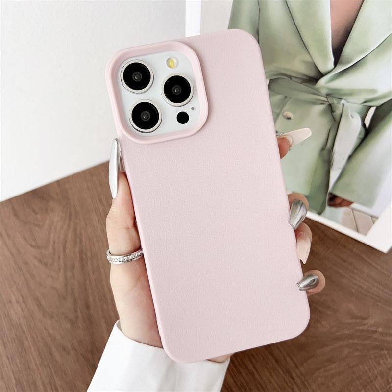 Candy Color Fake Leather Case for iPhone 16 Pro Max 15 14 13 12 Pro 11 XS Max XR All Inclusive Drop Resistant Cover