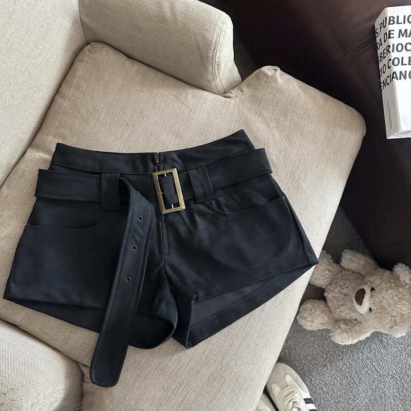 Melillard Vintage Retro High-Waisted Deer Suede Shorts - Women s Autumn/Winter Slimming Casual Hot Pants. XS