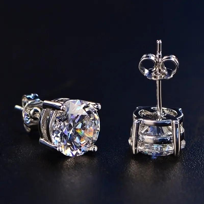 Women Classic Four-claw Zircon Stud Earrings Luxury Fashion Earrings