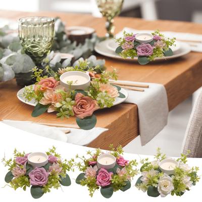 Ghirlanda Menorah Anelli per Candele Ghirlanda di Fiori di Seta Ghirlanda per Matrimonio Pilastro Realistico