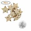 50pcs/pack Unfinished Blank Wood Round/Heart/Star Pendants Disc Wooden Pieces with Hole and Conneted Rings for DIY Craft Art