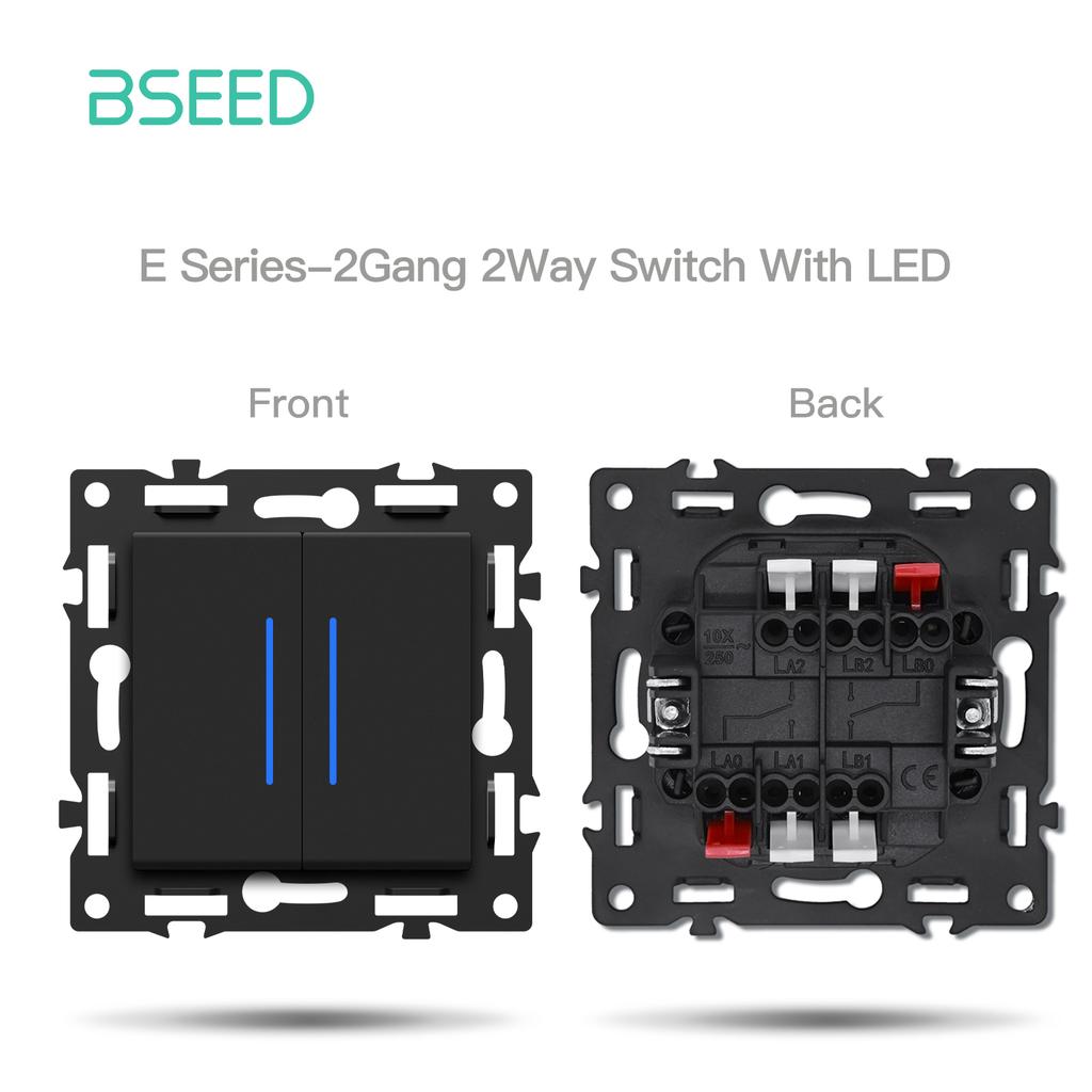 BSEED Switch DIY Modules Light Switch Parts Black Glass/Plastic Frame DIY Combination Wall Sockets TV CAT6 USB-C Charge Key