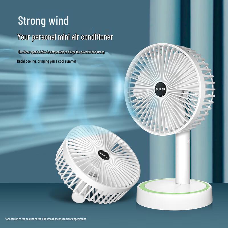 OEING Portable Rechargeable Outdoor Fan, USB Silent Oscillating Camping Tent Fan, Desktop Handheld 2-in-1, Black