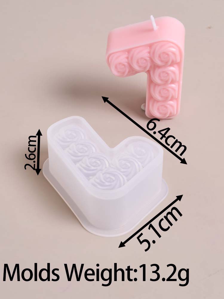 DIY Rosen-Zahlen-Geburtstagskerzen-Ornament Silikonform Handgemachte Duftkerzen Herstellungszubehör Gips-Handwerk Gussformen Geschenke