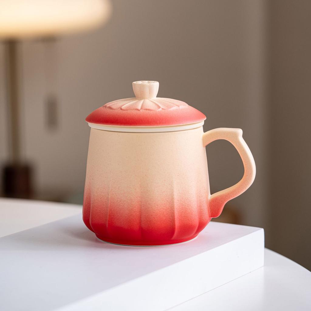 Kiln Change Splendid Lotus Flower Brewed Tea Ceramic Teacup Couple Cup Creative High-End Tea Separation Cup Water Cup