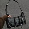 Y2K koreanske kvinner Harajuku Vintage Gothic Svart Håndveske Estetisk Elegant Punk Lommebok Veske Håndvesker Skulder Trend Tote Bags