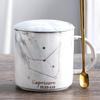 400ML Twelve Constellation Marble Cup with Cover Long Spoon Ceramic Party Tableware Set Porcelain Breakfast Coffee Mug Cup