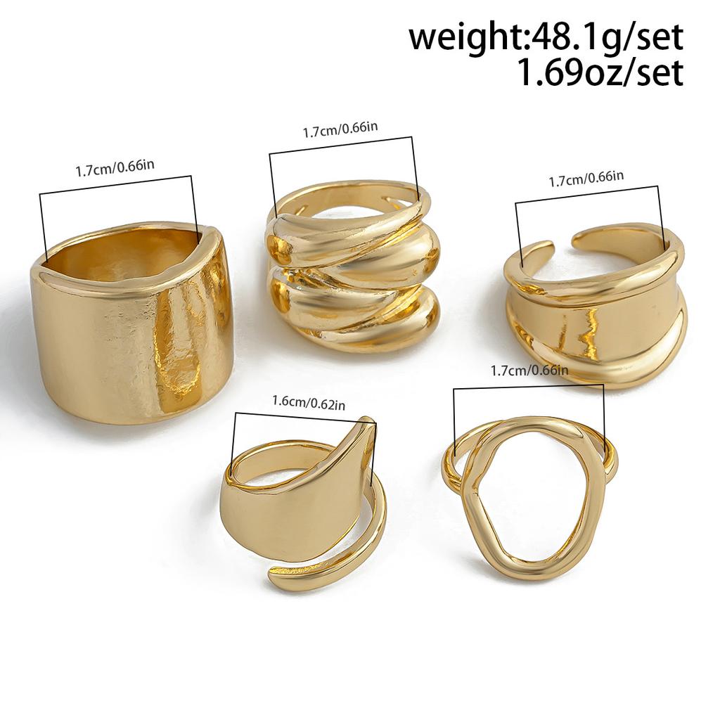 DIEZI Exaggerated 6 Style Geometric Metal Rings For Women Men Fashion Punk Gold Silver Color Knuckle Joint Ring Set Jewelry