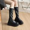 Autumn/winter New Fashionable Elegant Women's High Boots Thick Soles Retro Temperament Knight Boots Round Toe Square Heel