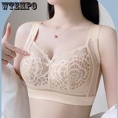 Plus-size Lingerie Women's Full-cup Thin Bra Breast Retraction Anti-sagging Bra Without Underwire Bra Push Up Bra