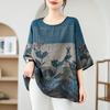 Summer Elegant Vintage Style Cotton Linen Soft Thin T-Shirts for Women Casual Loose Round Neck Half Sleeve Breathable Summer Tops
