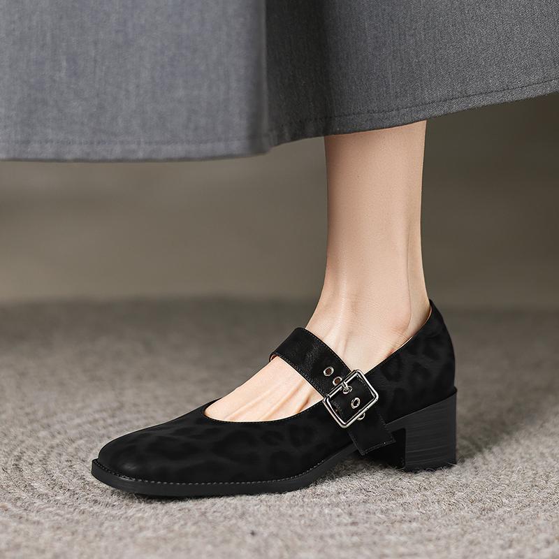 Fashion Spring New Women Genuine Leather High Heeled Fashion Leopard Party Wedding Pumps Shoes 2025 Elegant Office High Heeled Shoes