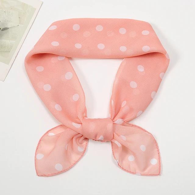 Retro Polka Dot Montage Chiffon Square Scarf Women Soft Hairband Neckerchief Hijab Lady Headband Foulard Bag Ribbons Kerchief