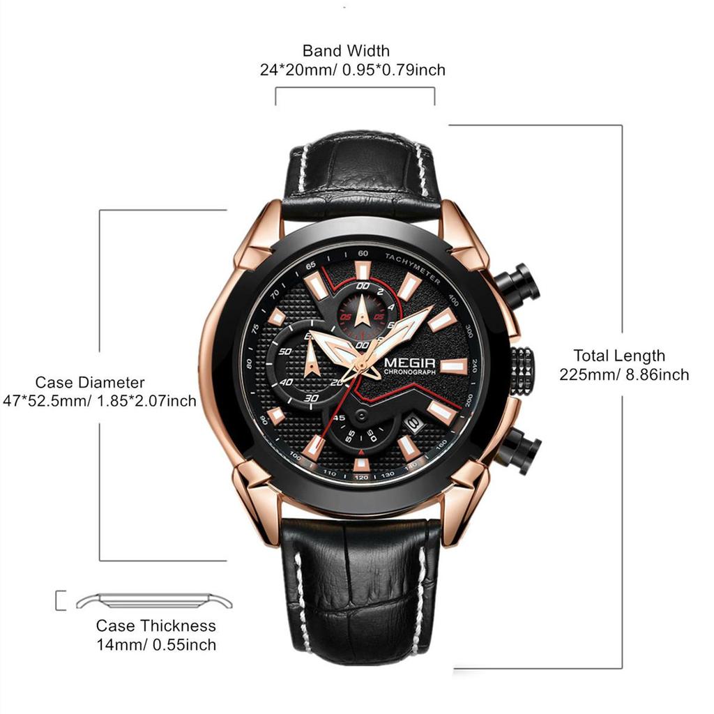 Megir Kreative Quarz Männer Uhr Leder Chronograph Armee Militär Sport Uhren Männer Uhr Stunde Relogio Masculino Reloj Hombre