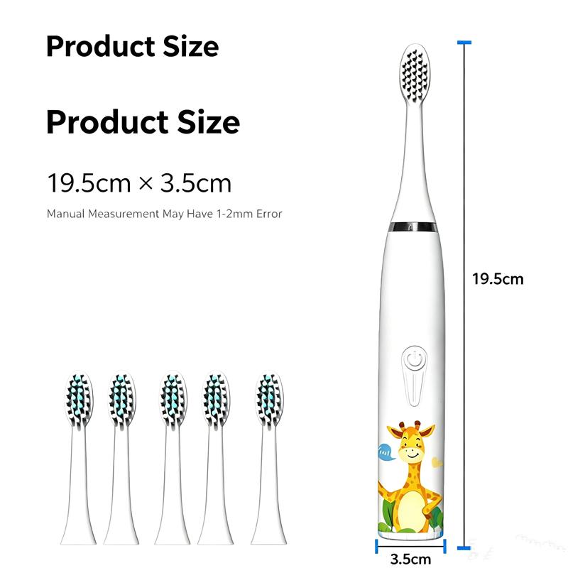 Electric Sonic Toothbrush Soft Hair Waterproof Automatic Toothbrush With Cleaning Replacement Heads