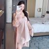Women's Summer Lace Trim Ice Silk Pajama Set with Built-in Bra