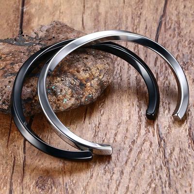 Bransoletka otwarta ze stali nierdzewnej 4 mm w kształcie litery C