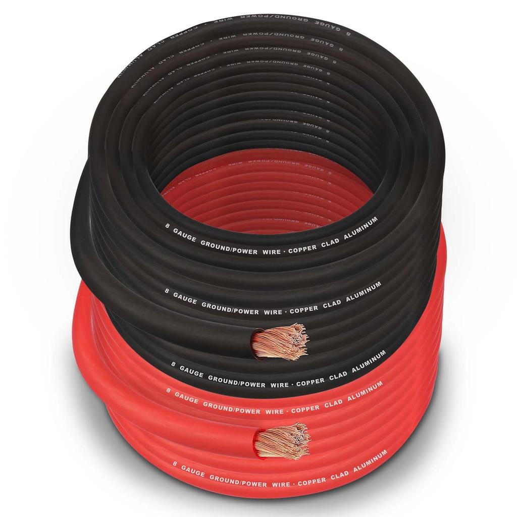 SGANGCAR Power Ground Cable 8 Gauge Copper Pack Aluminum CCA Power Supply / Car