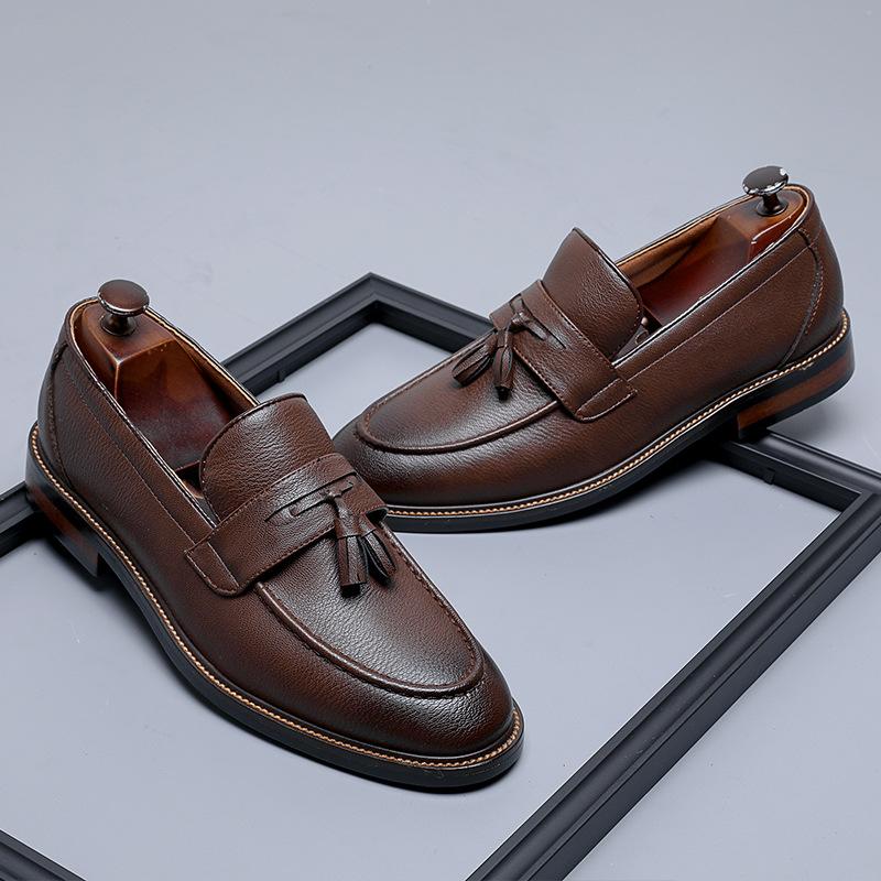 Business Leather Shoes Men'S Foot Loafers Tassel Heightening Casual Men'S Shoes One Pedal Loafers 24302-B