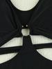 European and American Deep V Solid Color Hollow Out Sexy Women's Bikini Swimsuit