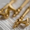 Cabinet Handle 2Pcs Solid Brass Kitchen Cabinet Handles Drawer Pulls T Bar Handles Knobs Wardrobe Furniture Handle Hardware Door Knocker(Hole 128mm)