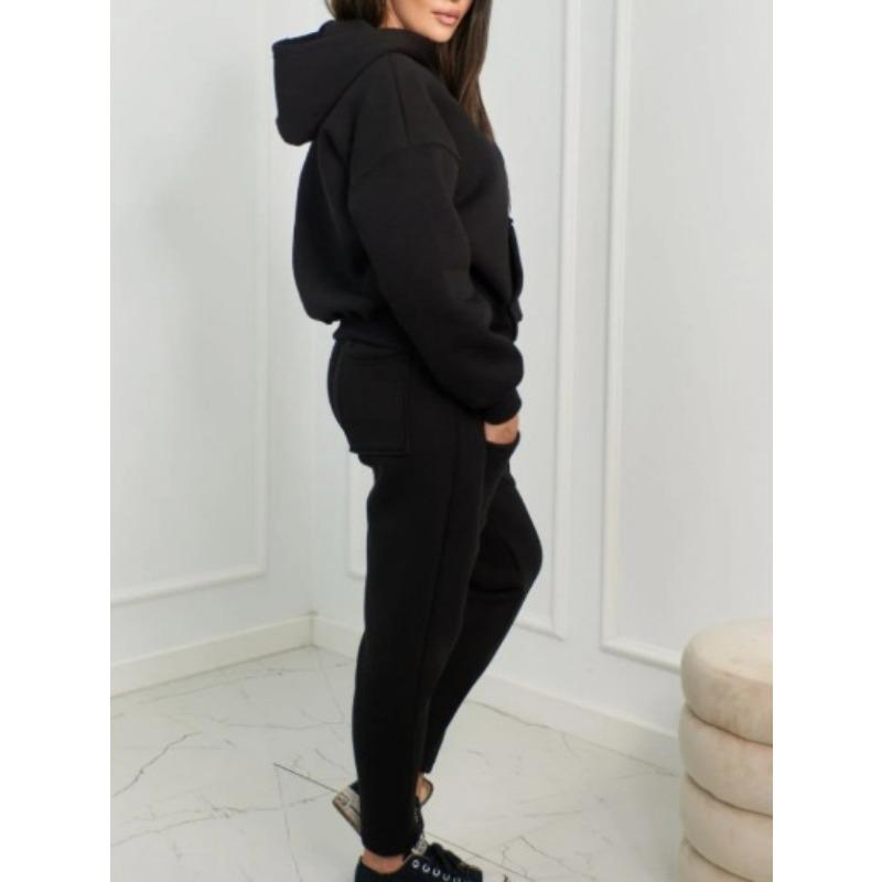 Módní dámská dvoudílná mikina na zip a široké tepláky, ležérní souprava