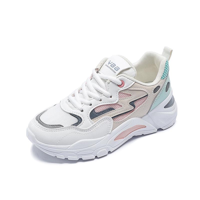 2025 Popular Spring Thick-soled Non-slip Dad Shoes Mesh Breathable Running Sneakers Fashionable Soft-soled Little White Shoes Women