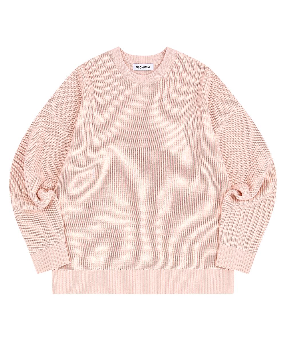 Blond Nine Crew Neck Rib Knit Sweater_Pink Pink/Xl