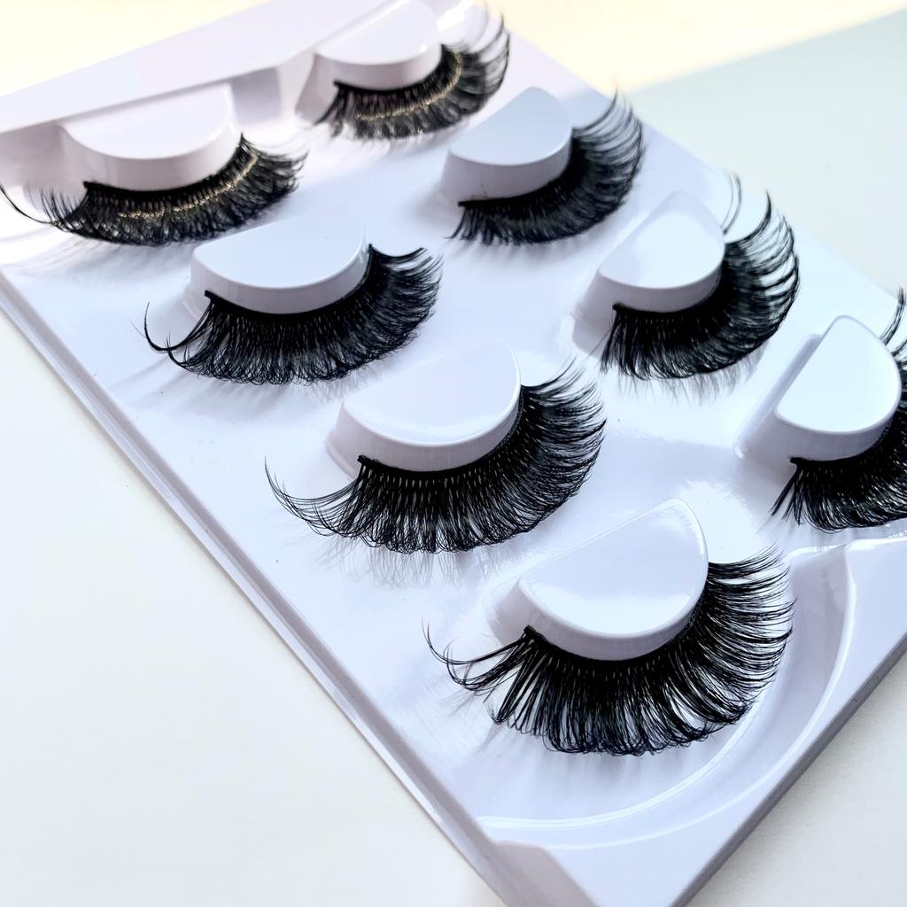 4 Pairs 3D Faux Mink Lashes Fluffy Soft Full Thick Wispy Natural Long False Eyelashes Curly Lashes Lashes