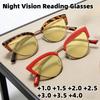 Retro Katzenauge Nachtsicht Alterssichtigkeit Brille High-Definition Blaulichtfilter Lesebrille für Damen Dioptrien +1,0 bis +4,0