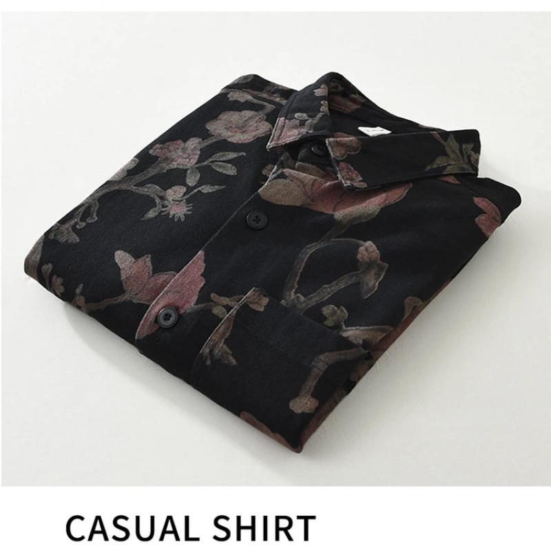 Japanese Fashion Men Long Sleeve Printed Shirts Spring and Summer New Men Tops Youth Streetwear