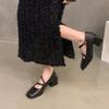 Fashion Fashion Square-toe Shallow-mouth Single Shoes Autumn New One-band Non-slip Wear-resistant Block Heel Shoes