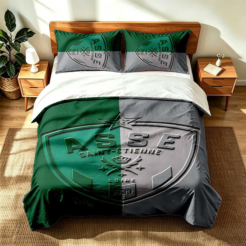 AS Saint Etienne (1) 3pc set suitable for master bedrooms soft and comfortable an ideal gift for family and friends Includes one duvet cover and two p