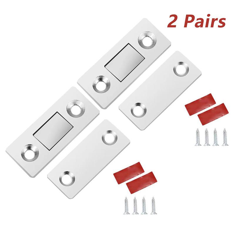 2 Pairs Magnetic Cabinet Catche Ultra Thin Door Strong Magnets Stopper Invisible Adhesive Drawer Magnet Lock For Kitchen Closet