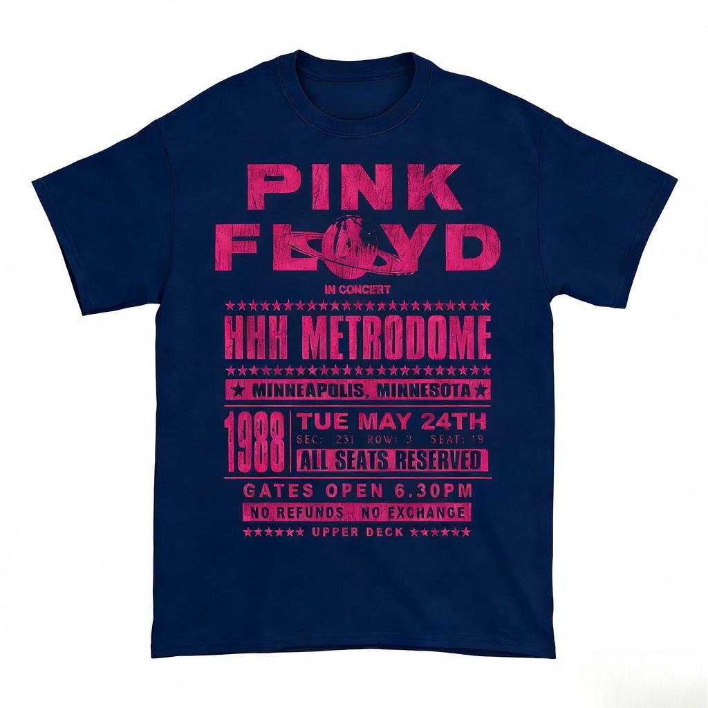 Rock Band Pink Floyd Herren 100% Baumwolle Hemden 1988 HHH Metrodome Ticket Grafik Neu Sommer Frühling Damen Hiphop Y2k Mode T-Shirt