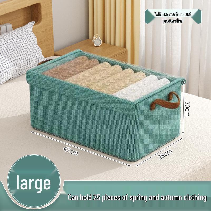 Foldable Clothing Storage Box with Compartments - Large Capacity, Dustproof Organizer for Clothes and Sundries.