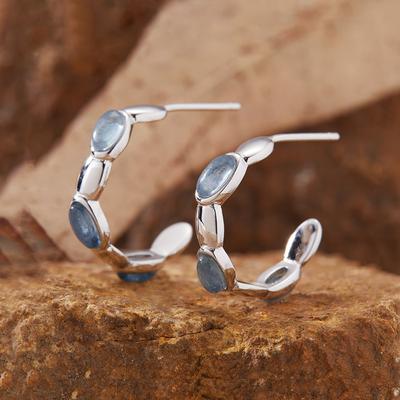 Natürliche Edelstein Aquamarin Ohrstecker S925 Sterling Silber Einfacher Mode Schatz Xiaohongshu Ohrringe