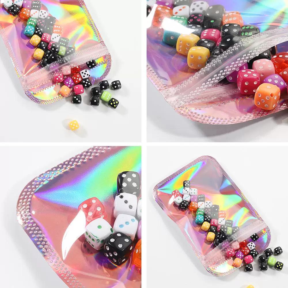 Laser Rainbow Self Sealing Bag Reusable Sealed Zipper Lock Packaging Bag Earrings Necklaces Hair Accessories Wrapping Pouch Product Storage Sack