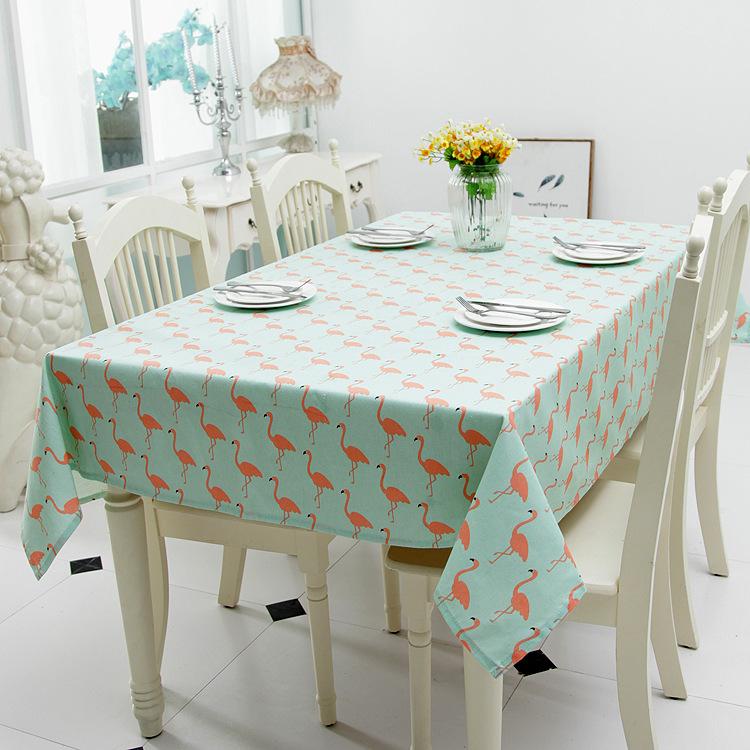 New Cartoon Polyester Cotton Imitation Linen Small Fresh Flamingo Printed Tablecloth and Coffee Table Home Textiles 60X60CM