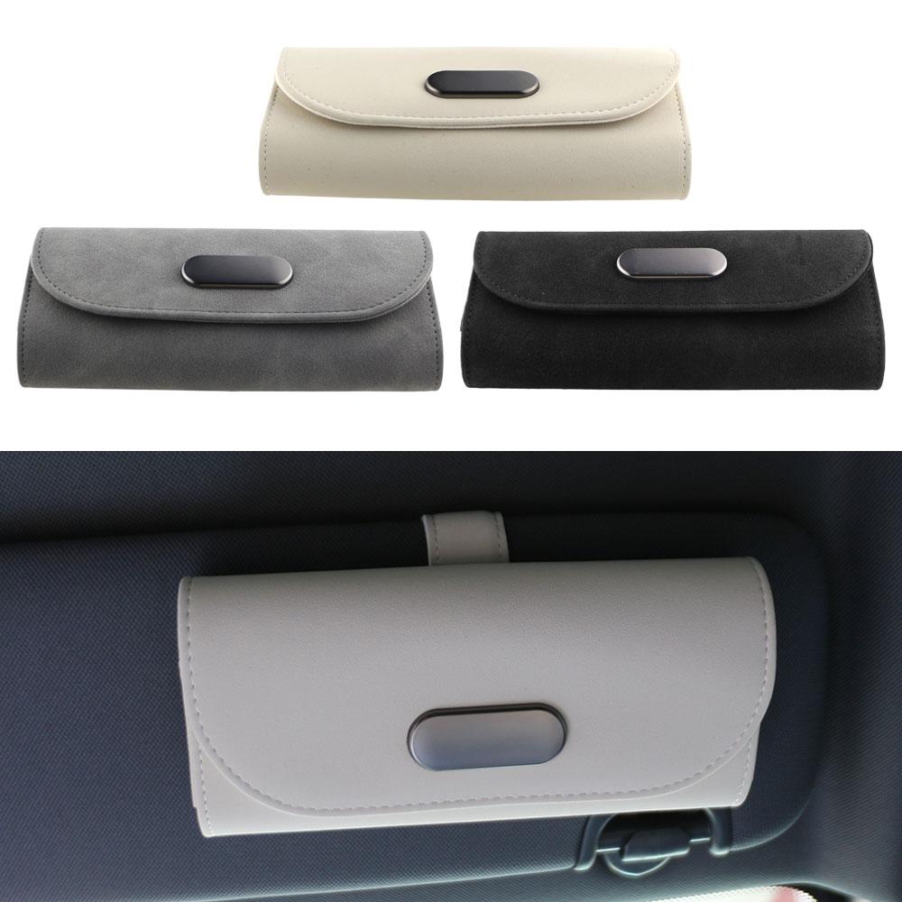Sunglasses Case Magnetic Flannel Sun Visor Glasses Holder for Ford Mustang Chevrolet Silverado Jeep Grand Cherokee Accessory
