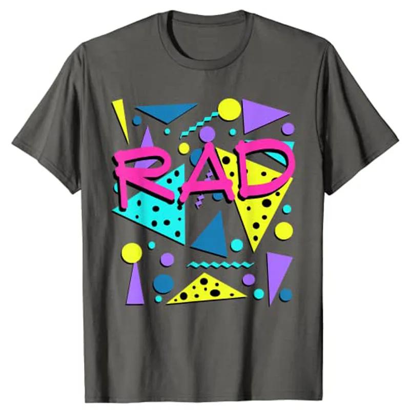 

Rad 1980s Vintage Eighties Costume Party Tshirt Graphic Tee Tops Y2k Vintage Novelty Gift Unisexs Fashion Short Sleeve Clothing S