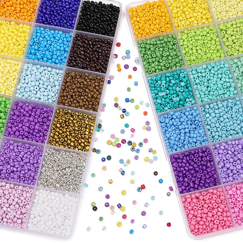 Około 3mm 5200 szt. 24 przegródki Pudełko z koralikami ryżowymi Ręcznie robiona biżuteria DIY Bransoletka Kolczyki Akcesoria do biżuterii Kandi Materiały
