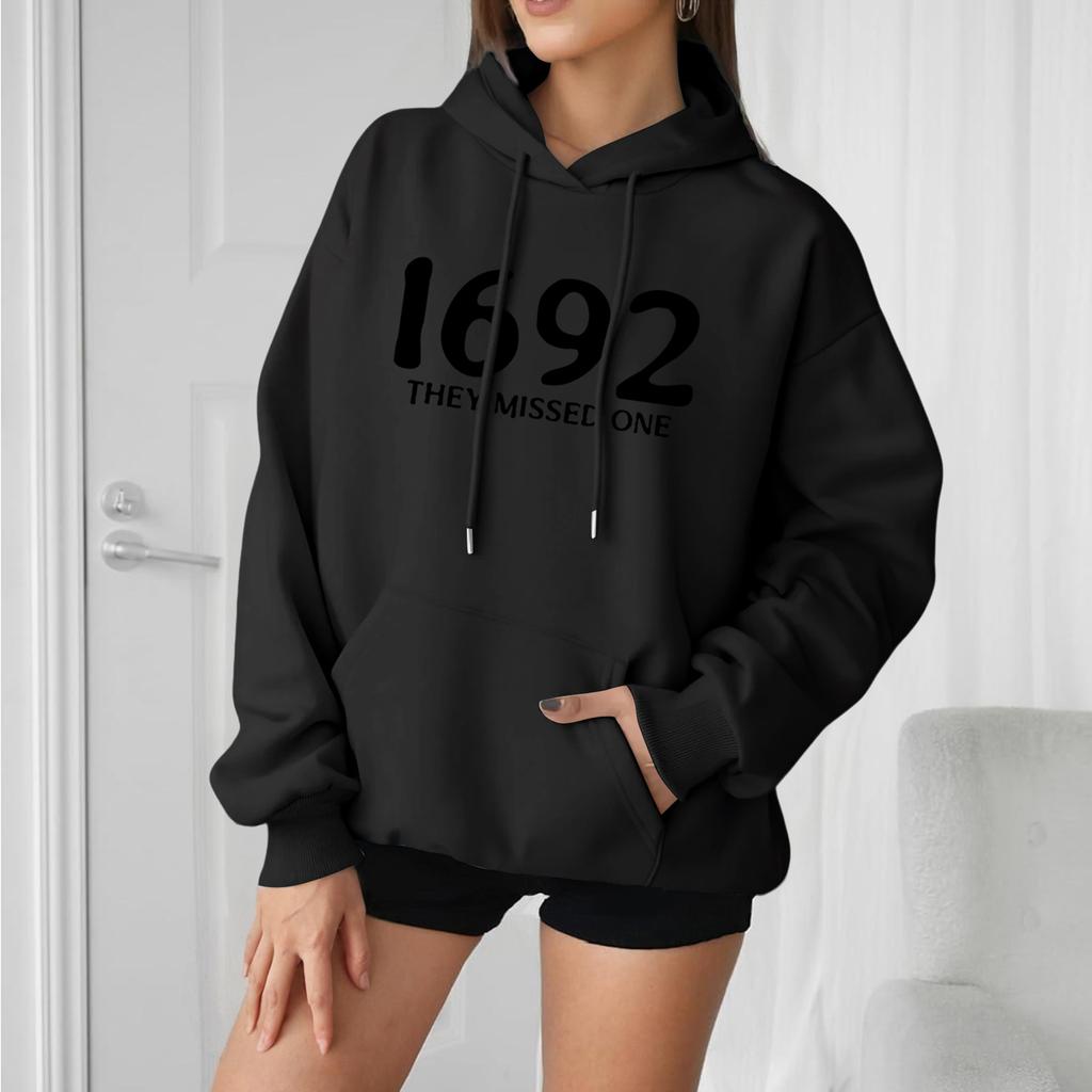 Women's Fashionable, Casual, Comfortable Round-neck, Hooded, Long-sleeved, Witch-print Warm Sweater