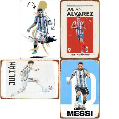 Julian Alvarez Argentinien Poster Fußballspieler Retro Metallschild Poster Club Innenraumdeko Kundenspezifisches Blech Heimwanddeko