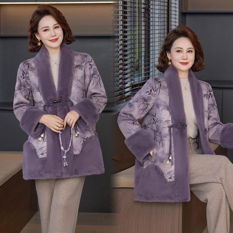 Winter Coat Fur Integrated Fur Middle-aged Women Autumn and Winter Thickened Mink Velvet Coat