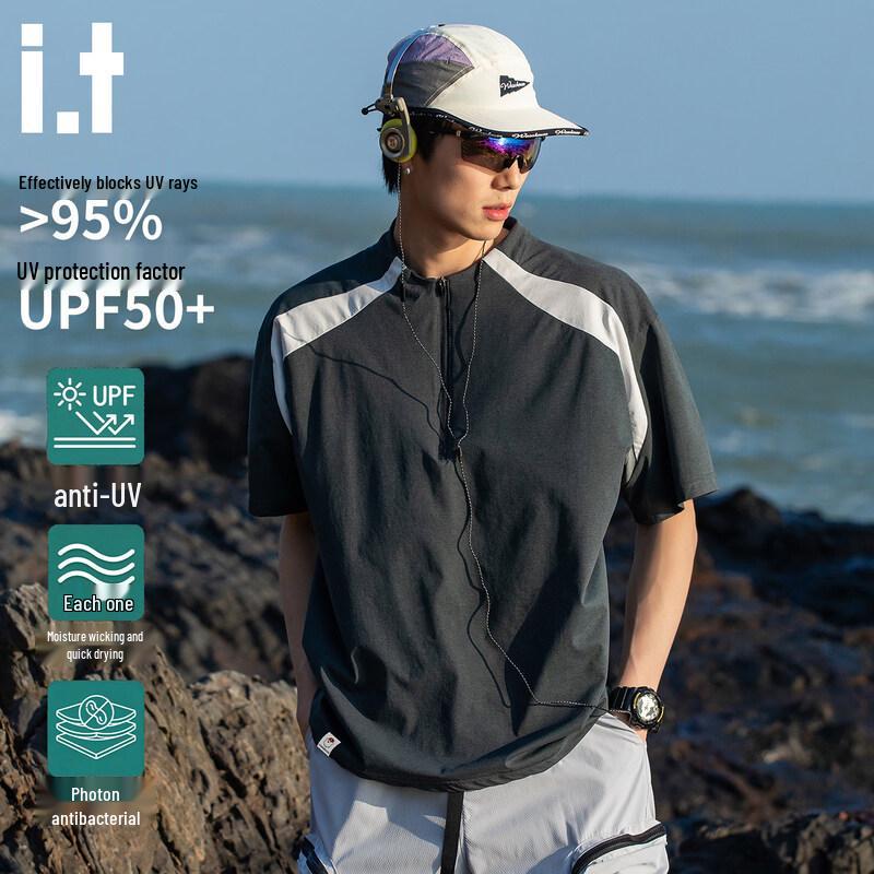 

:CHOCOOLATEit Men s 5A Quick-Dry Anti-bacterial Half-Zip T-Shirt XL