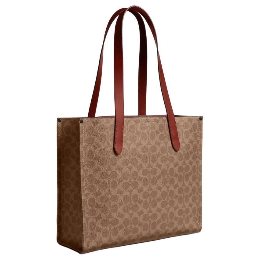 COACH Relay Artificial Leather With Cow Leather Tote Bag, Shopping Bag, Shoulder Bag Large Men's Brown Yellow CY809-XJ3