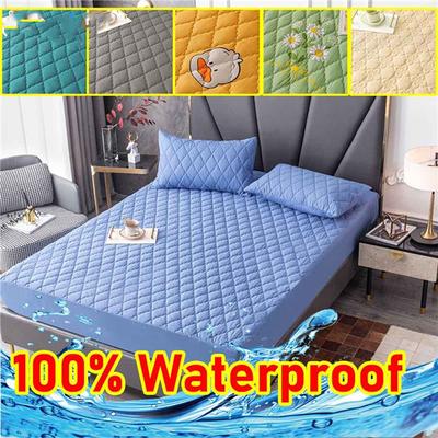 Waterproof Thicken Mattress Topper Pad Anti-bacterial Mattress Protector Cover with Elastic Band Quilted Fitted Sheet Bed Cover