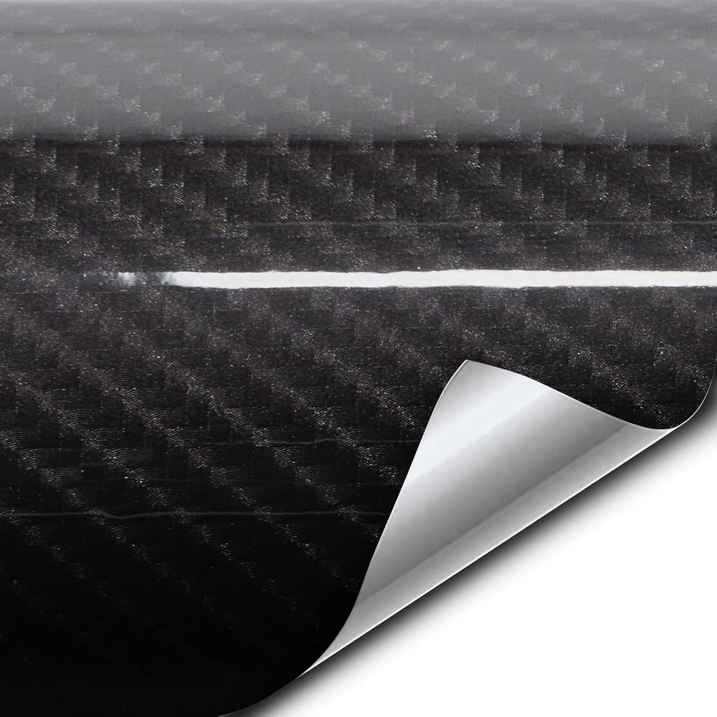 Black Carbon Fibre High Gloss Vinyl Wrap Adhesive Film (12" x 60")
